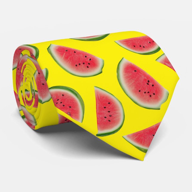 Cravate Realistic Watermelon Slice Pattern Design (Roulé)