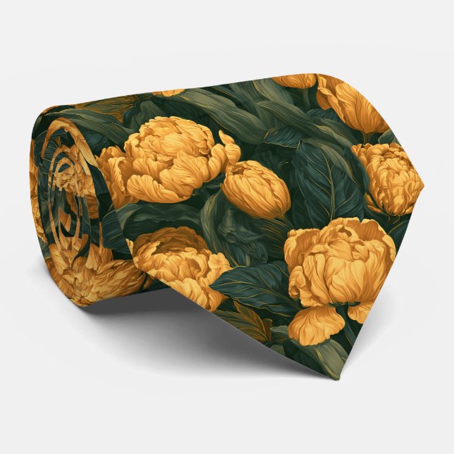 Cravate Réception de mariage avec motif tulipe  (Roulé)