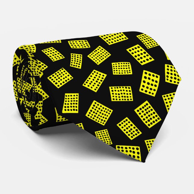 Cravate Rectangles Abstraits 081122 - Jaune sur Noir (Roulé)