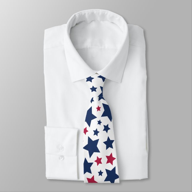 Cravate Red and Blue Stars - motif de drapeau américain (Attaché)