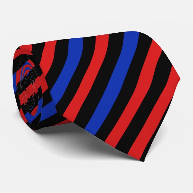 Cravate Red, Black and Blue Stripes Neck Tie (Roulé)