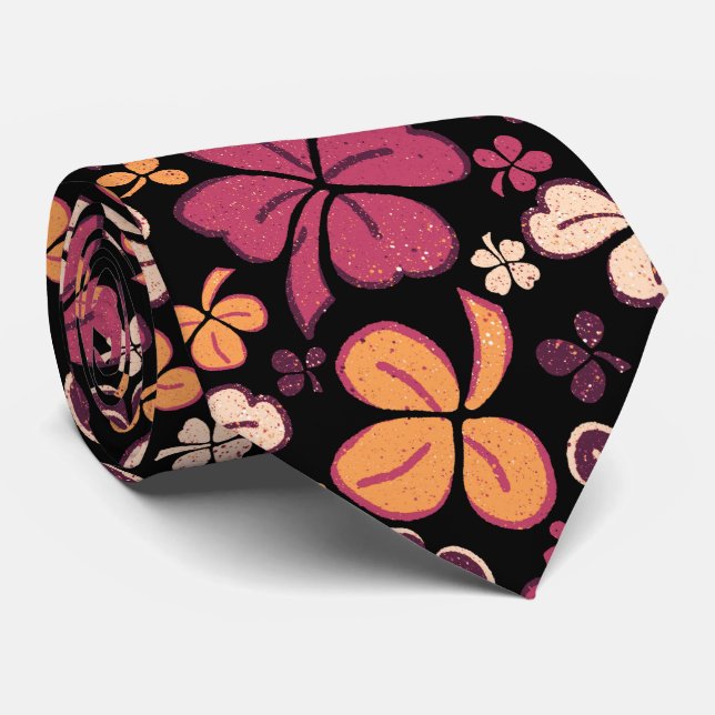 Cravate Red Black Lucky Shamrock Clover St Patrick`s Day (Roulé)