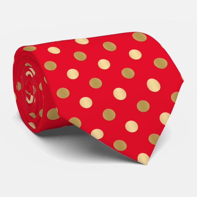 Cravate Red & Gold Polka Dots Seamless Pattern (Roulé)