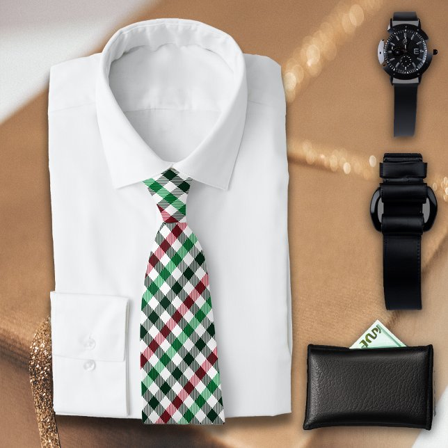 Cravate Red Green Plaids En vichy pour lui (Créateur téléchargé)
