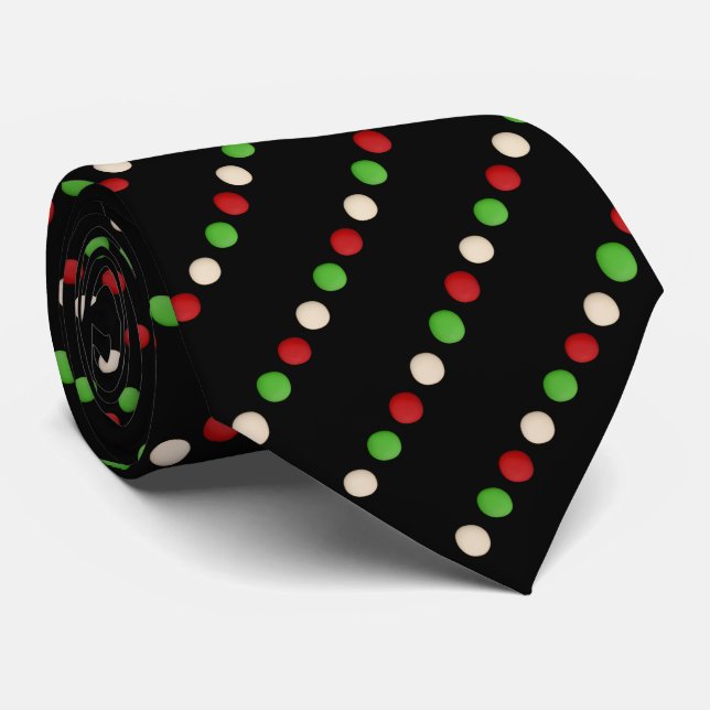 Cravate Red Green White Black Polka Dot  (Roulé)