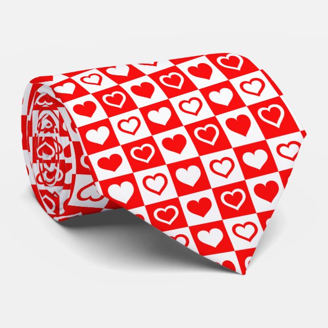 Cravate Red Hearts Plaid Motif Thunder_Cove (Roulé)