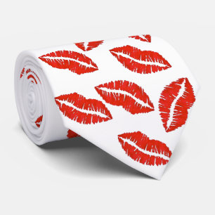 Cravate Red Lips Lipstick Kiss Me Imprimer Saint-Valentin
