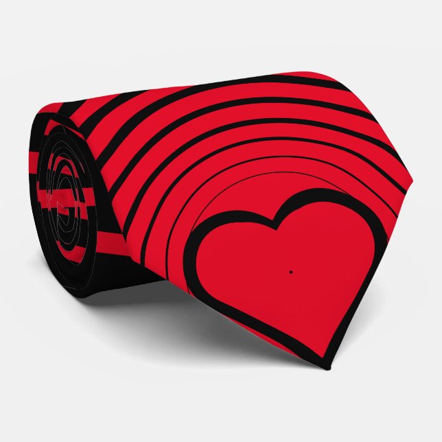 Cravate Red Love Circles (Roulé)