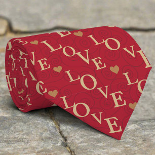 Cravate Red Love Heart Motif Valentine's Day Moderne