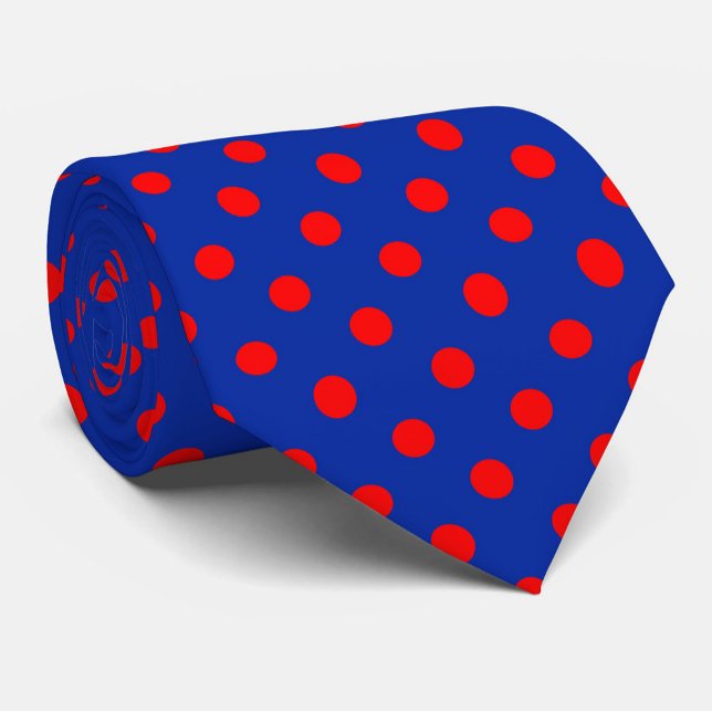 Cravate Red On Blue Polka Dots Pattern Design  (Créateur téléchargé)