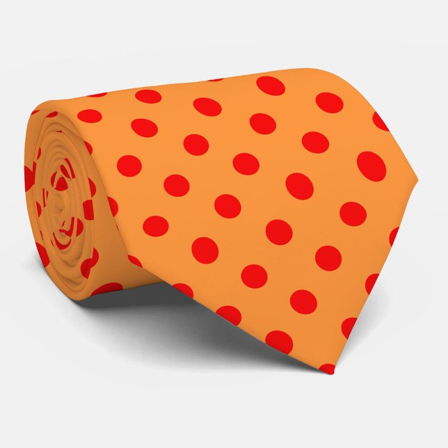 Cravate Red On Orange Pois Motif Design (Créateur téléchargé)