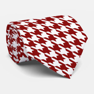Cravate Red Pied de Poule Houndstooth blanc