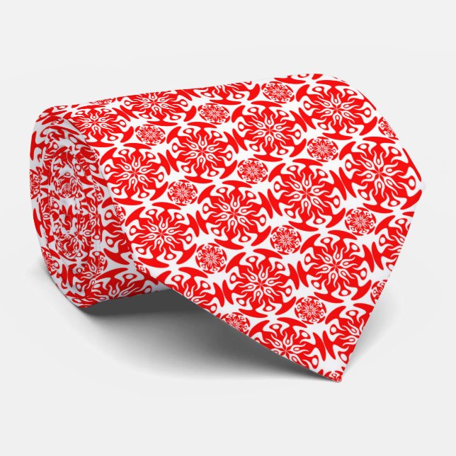 Cravate red white pattern B 2-22 (Roulé)