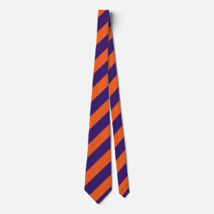 Cravate régimentaire orange et pourpre de rayure