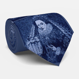 Cravate Reine Elizabeth I en imprimé bleu