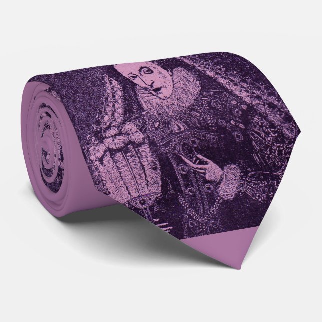 Cravate Reine Elizabeth I en imprimé violet (Roulé)