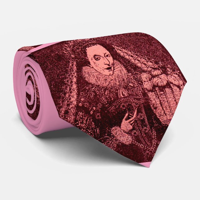 Cravate Reine Elizabeth I en rose (Roulé)
