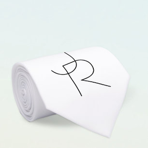 Cravate Remplacement des initiales   Noir en blanc