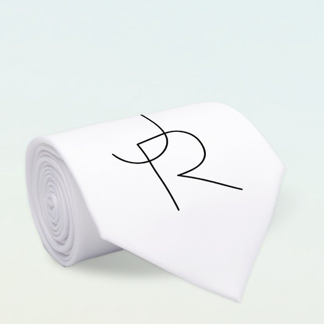 Cravate Remplacement des initiales | Noir en blanc (Créateur téléchargé)