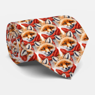 Cravate Renard mignon dans un motif d'image d'automne avec