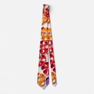 Cravate Ressort tissu cousu artisanal Fleurs Multicolor
