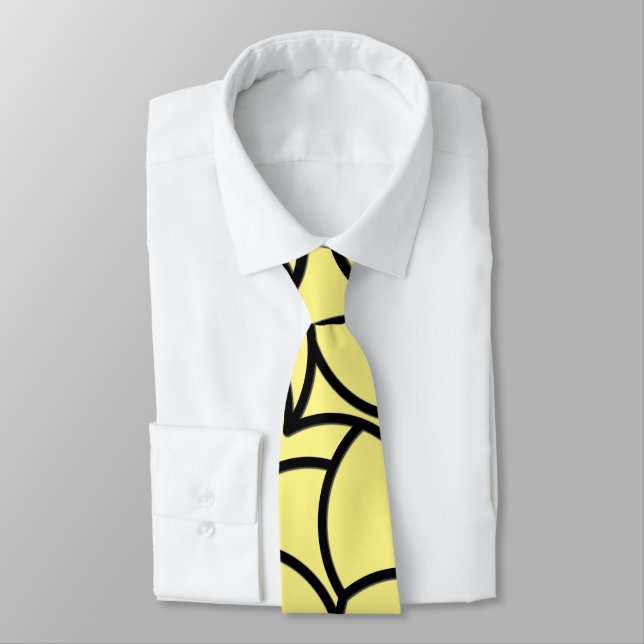 Cravate Résumé abstrait noir et jaune (Attaché)