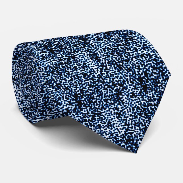 Cravate Résumé Art Contrôlé Chaos Noir Bleu Blanc Point (Roulé)