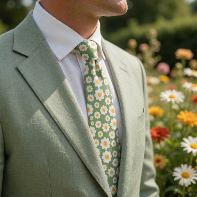 Cravate Retro 70s Daisy Dreams Gradient Floral (Créateur téléchargé)