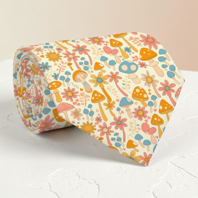 Cravate Retro 70s Mushroom Classic Custom Necktie (Créateur téléchargé)