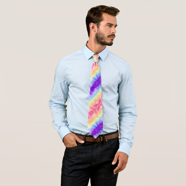 Cravate Retro Boho Funky Quirky Xenogender Plaid Pride (En situation)