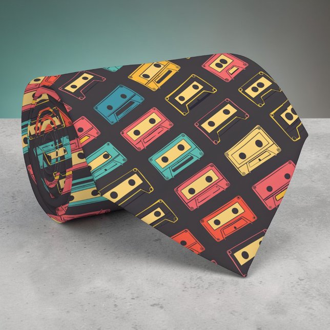 Cravate Retro Cassette Tapes Pop Culture Custom Necktie (Créateur téléchargé)