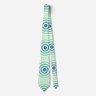 Cravate Retro Circulaire Geometric Pattern en Green & Blue