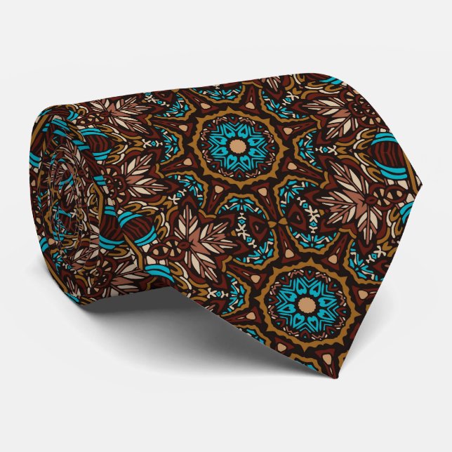 Cravate Retro Colorful Brown Custom Tie – Elegant Fashion (Roulé)