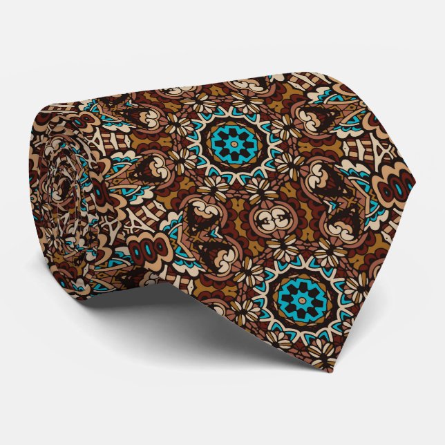 Cravate Retro Colorful Brown Custom Tie – Elegant Fashion (Roulé)