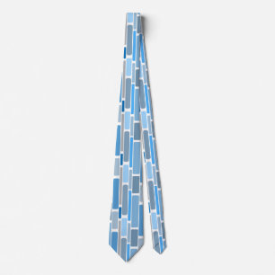 Cravate Retro Geometric Shades of Blue Gray Pattern