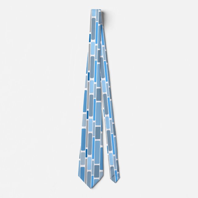 Cravate Retro Geometric Shades of Blue Gray Pattern (Devant)