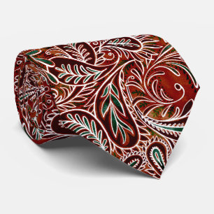 Cravate Retro Maroon Turquoise Paisley Motif