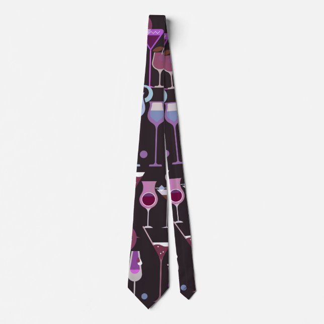 Cravate Rétro motif vintage de cocktail (Devant)