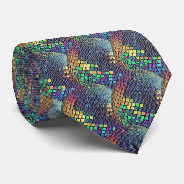 Cravate Retro Néon - Géode Disco  (Roulé)