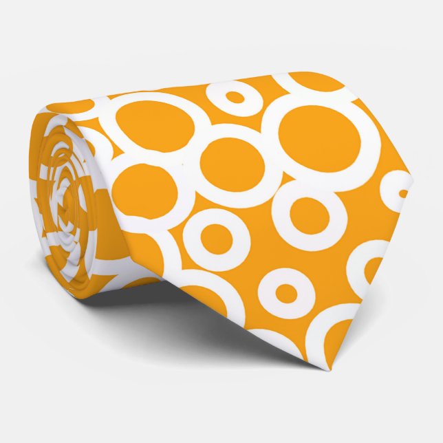 Cravate Retro Orange & White Polka Dot Patterns (Roulé)