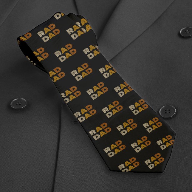 Cravate Retro Rad Papa Motif Noir (Créateur téléchargé)