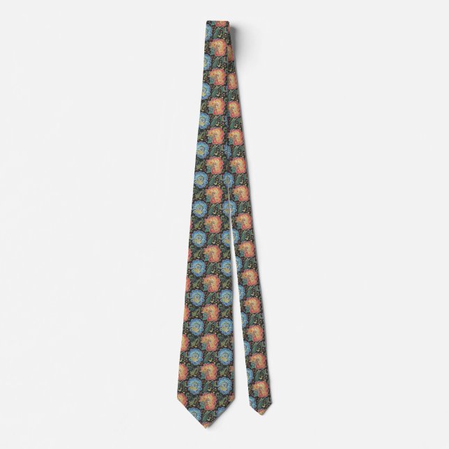 Cravate Retro Rainbow Floral Neckwear Bold Black Vintage (Devant)