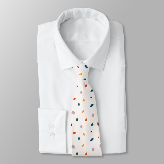 Cravate Rétro Terazzo Green Orange Necktie (Attaché)