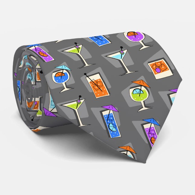 Cravate Rétros boissons tropicales hawaïennes d'heure (Roulé)