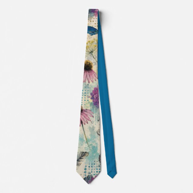 Cravate Rêve Aquatique Floral Vibrant (Devant)