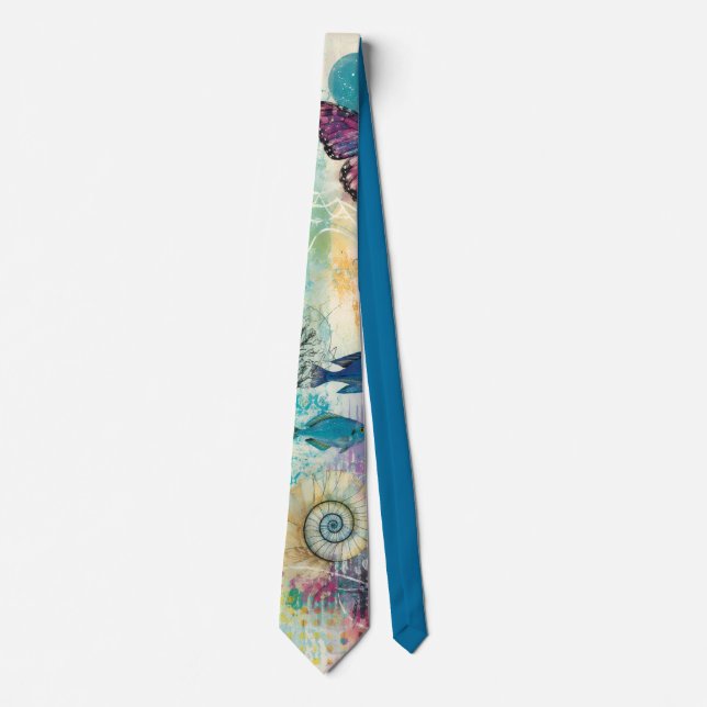 Cravate Rêve Aquatique Floral Vibrant (Devant)
