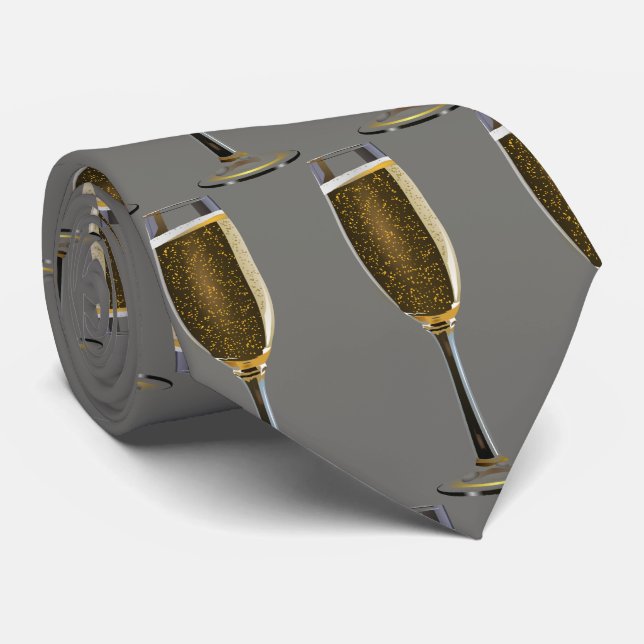 Cravate Réveillon du Nouvel An Fête Champagne Party Grey (Roulé)