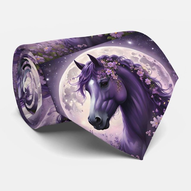 Cravate "Rêves en fleurs : Le Cheval Fantastique aux Fleur (Roulé)