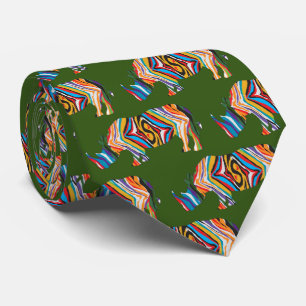 Cravate Rhinoceros en imprimé psychédélique