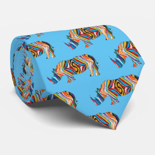 Cravate Rhinoceros en Motif psychédélique